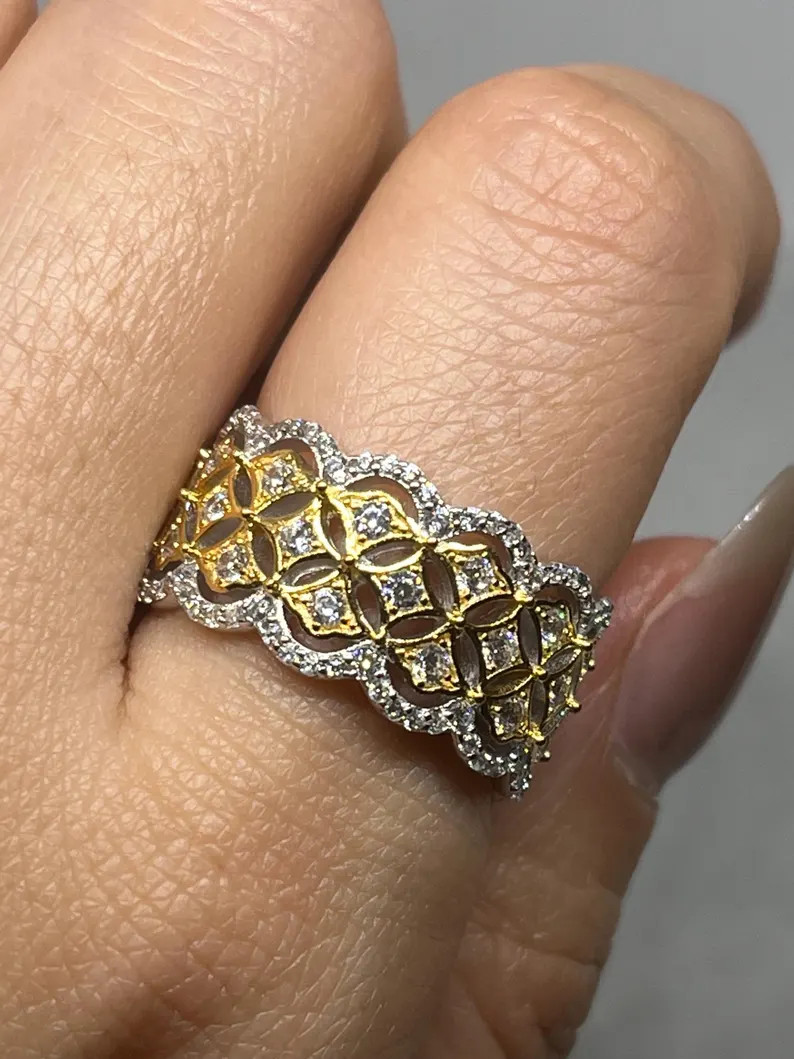 Italian Florentine Sterling Silver Ring Ornate Openwork Filigree Exquisite Gift for Her Stacking ... | Etsy (Global)