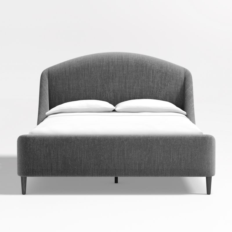 Lafayette Weave Charcoal Grey Upholstered Queen Bed Frame + Reviews | Crate & Barrel | Crate & Barrel