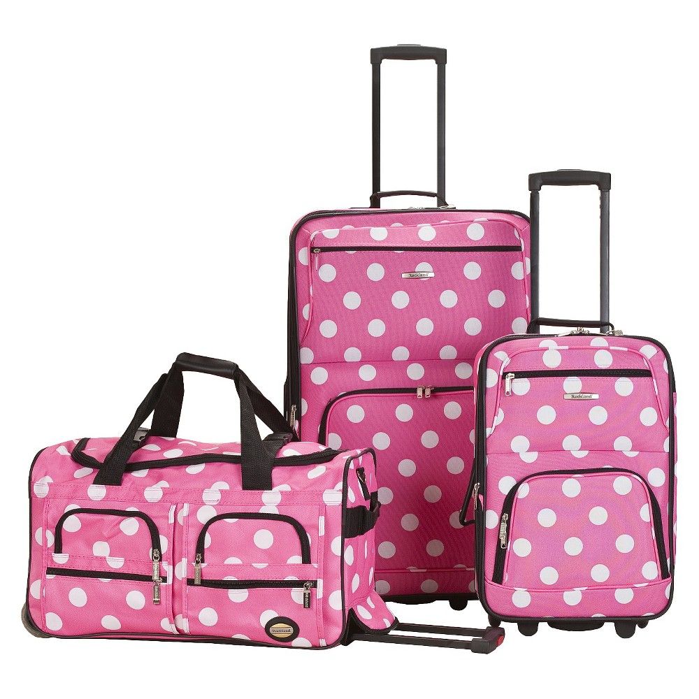 Rockland Spectra 3pc Expandable Rolling Luggage Set - Pink Dot | Target