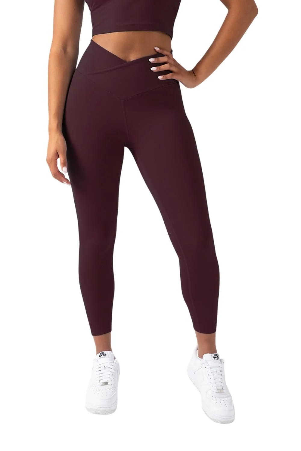 YITTY Active Women's UltraLuxe Crossover High-Waist Legging, Athleisure, 4-Way-Stretch, Burgundy,... | Walmart (US)