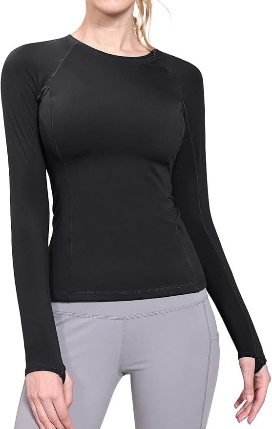 BALEAF Women's Long Sleeve Workout Shirts Fitted Yoga Tops Running Athletic Underscrub with Thumb... | Amazon (US)
