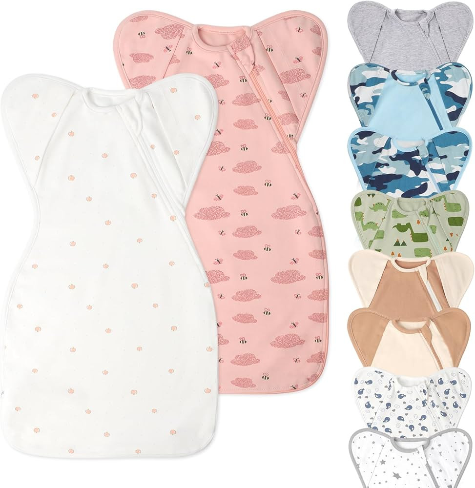 Swaddle Blanket Sleep Sack with Arms Up Design 2 Packs, Hands Up Sleeping Sack 3-Way Transitions ... | Amazon (US)