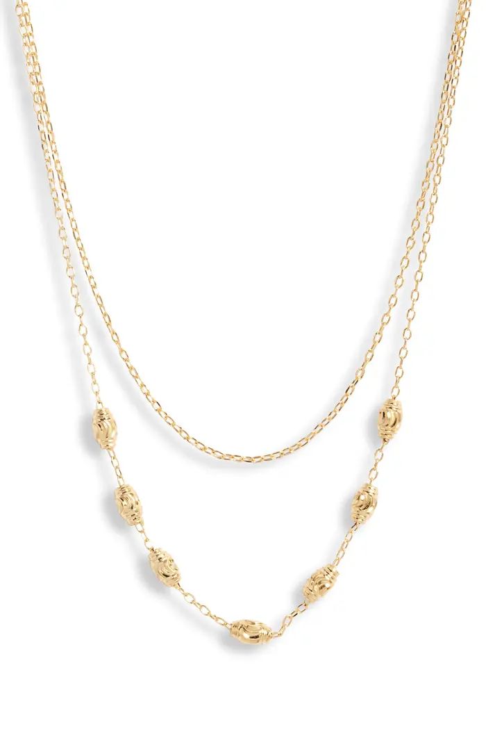 18K Gold Plate Sterling Silver Station Layered Chain Necklace | Nordstrom