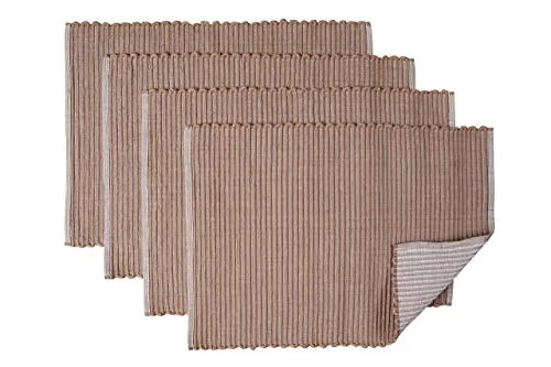 Sticky Toffee Chunky Ribbed Reversible Placemat Set, 4 Pack, 14 in x 19 in, Tan | Walmart (US)