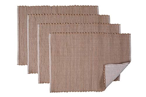 Sticky Toffee Chunky Ribbed Reversible Placemat Set, 4 Pack, 14 in x 19 in, Tan - Walmart.com | Walmart (US)