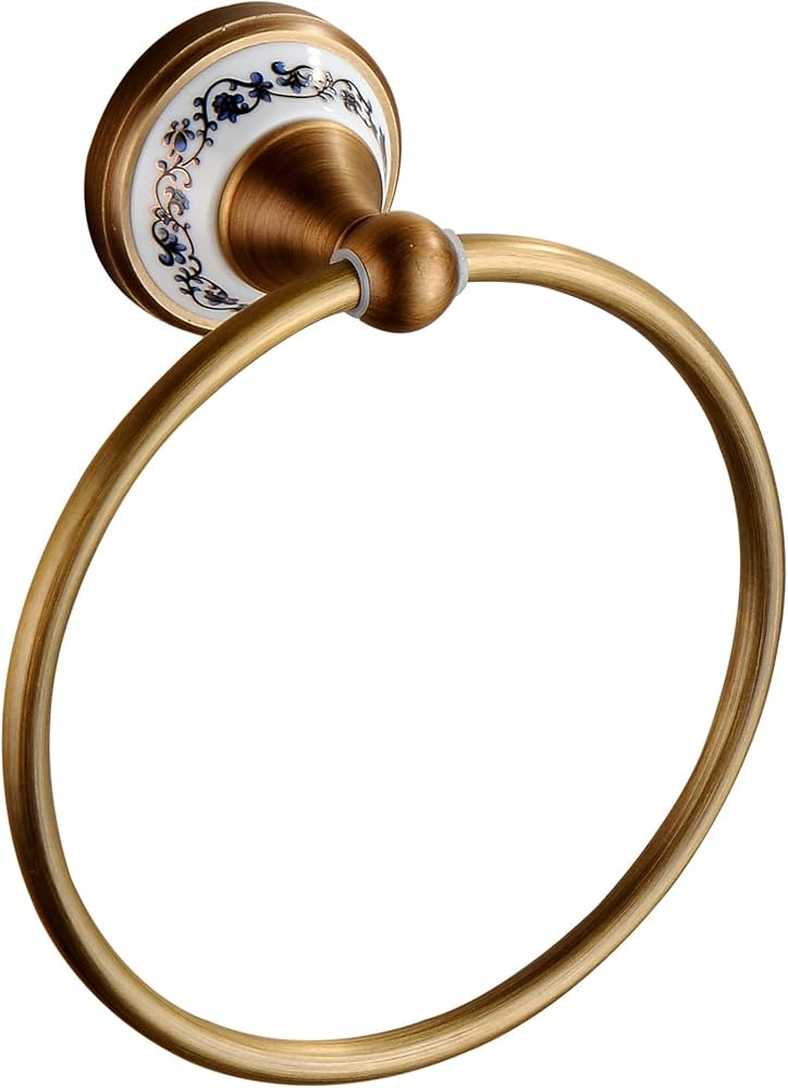 Towel Ring Antique Brass Hanger Hand Towel Holder for Bathroom Kitchen Accessories Wall Mounted,P... | Amazon (US)