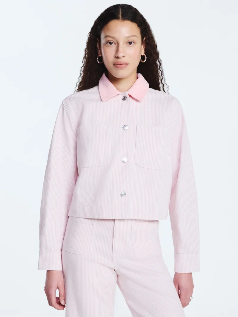 Free Assembly Women's Cropped Cotton Chore Jacket, Sizes XS-XXL | Walmart (US)