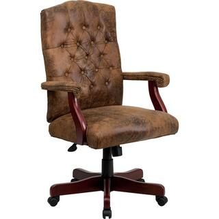 OFFEX Bomber Brown Classic Executive Swivel Office Chair with Arms OF-802-BRN-GG - The Home Depot | The Home Depot