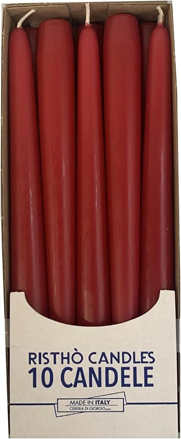 Cereria di Giorgio Risthò Bougies coniques pour bougeoir, cire, rouge framboise, 2,2 x 25 cm, 10... | Amazon (FR)