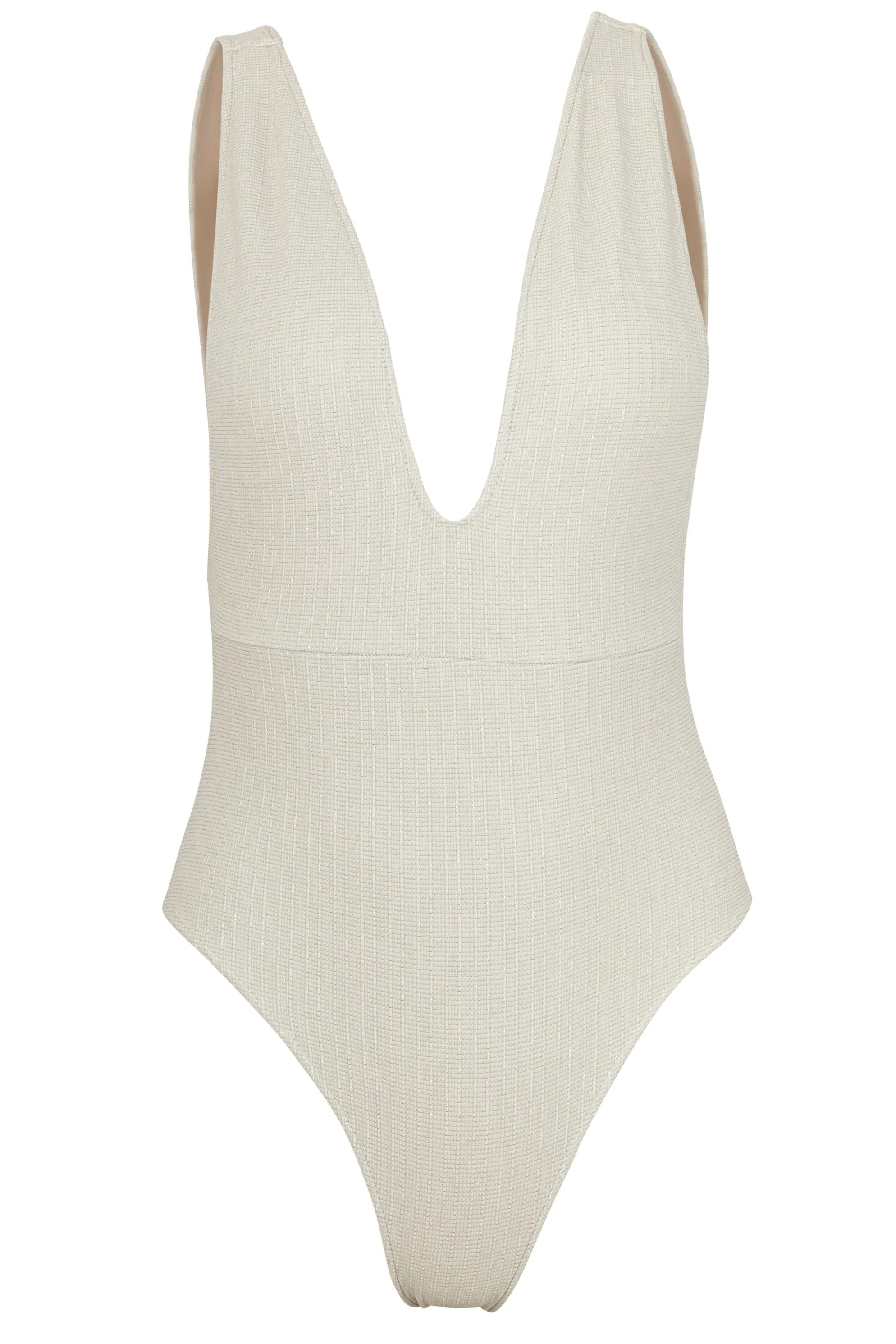 Helena Deep Plunge Swimsuit in Platinum | Sauipe Swim