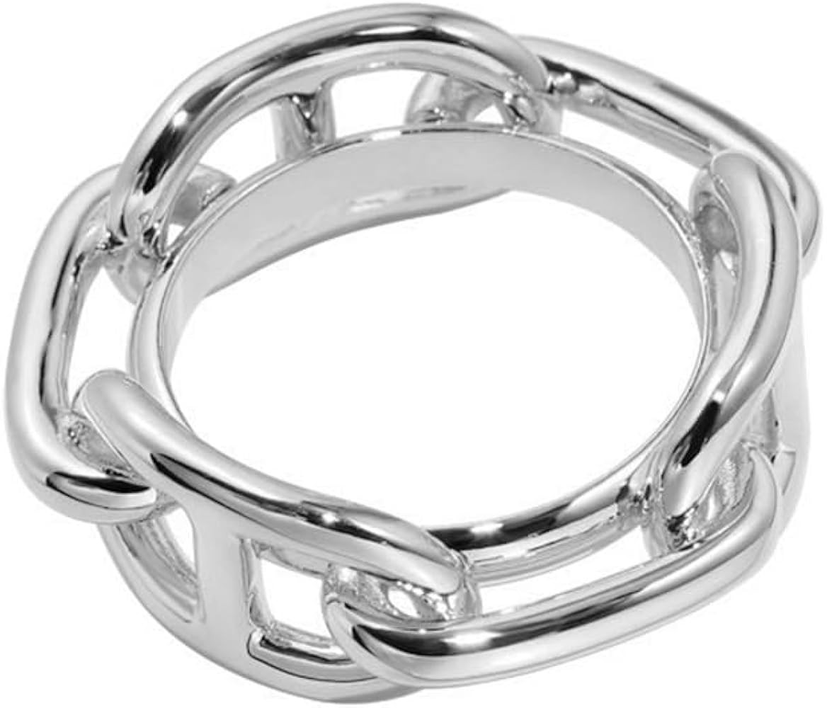 Chunky Chain Silk Scarf Ring Clip for Women Gold/Silver Plated Minimalist Wide Band Statement Buc... | Amazon (US)