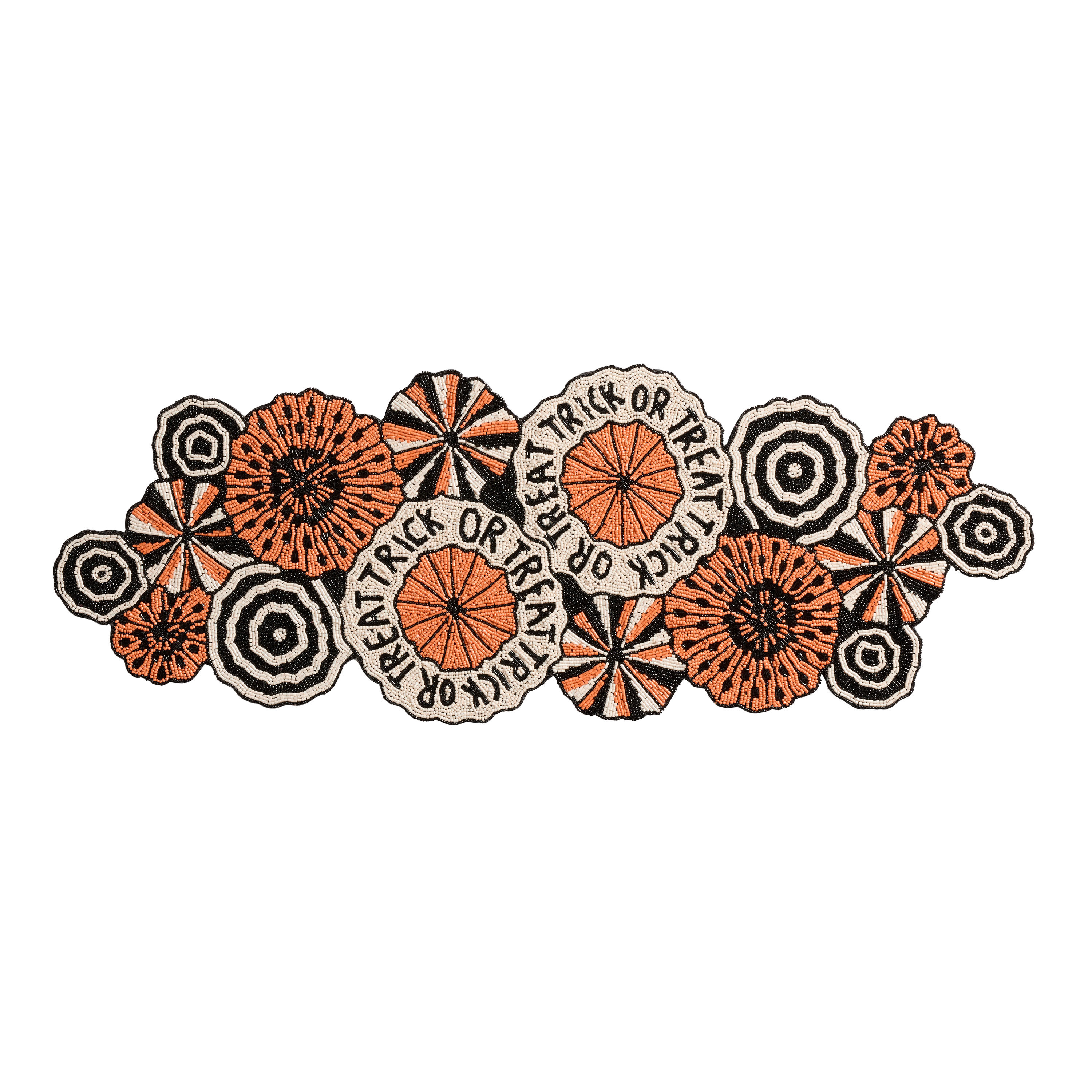 Orange and Black Trick or Treat Beaded Table Runner | World Market