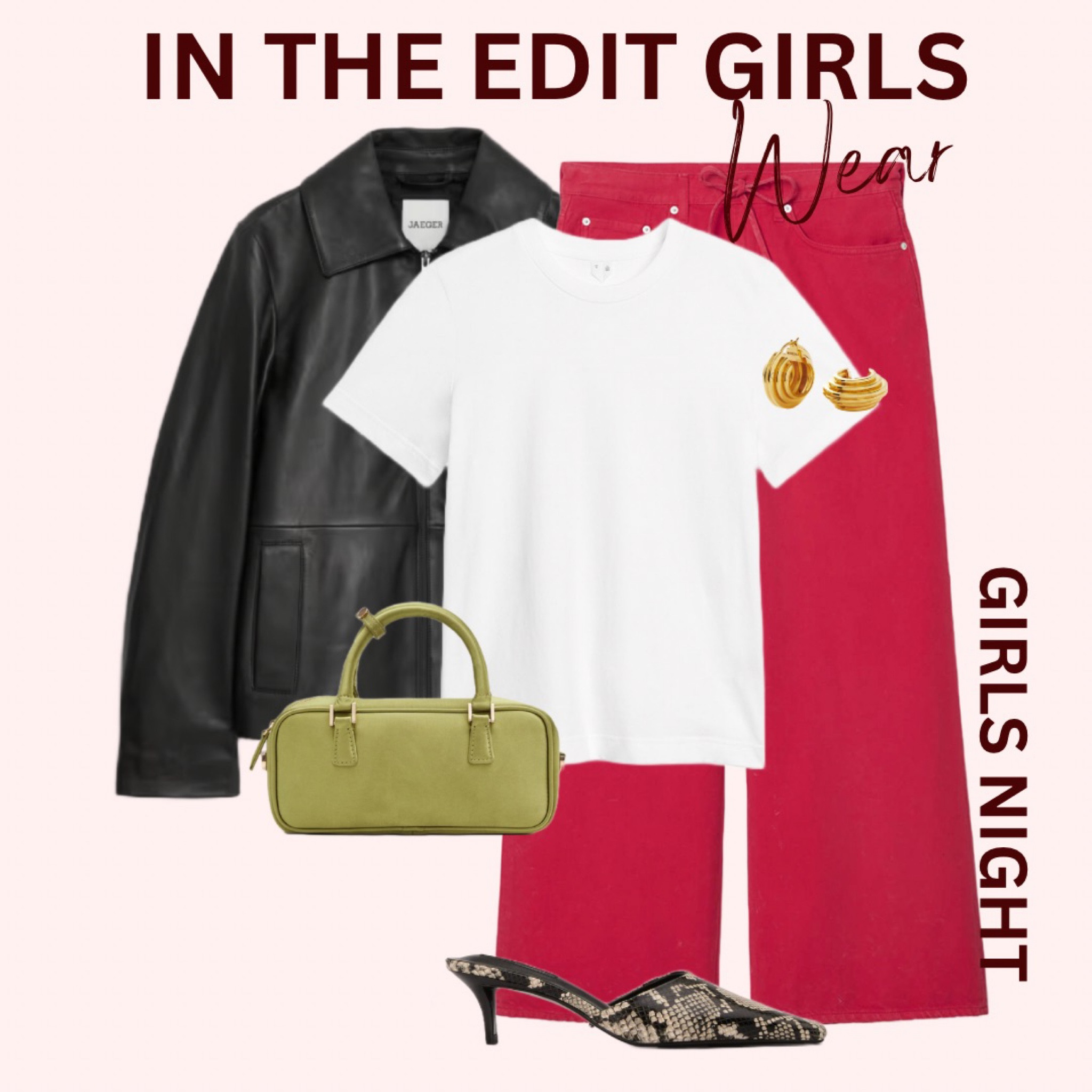 Styling a white tee for a girls night out 

Red jeans 
Leather jacket 
Autumn outfit 
Night out 
Snake print 

#LTKstyletip #LTKireland #LTKeurope