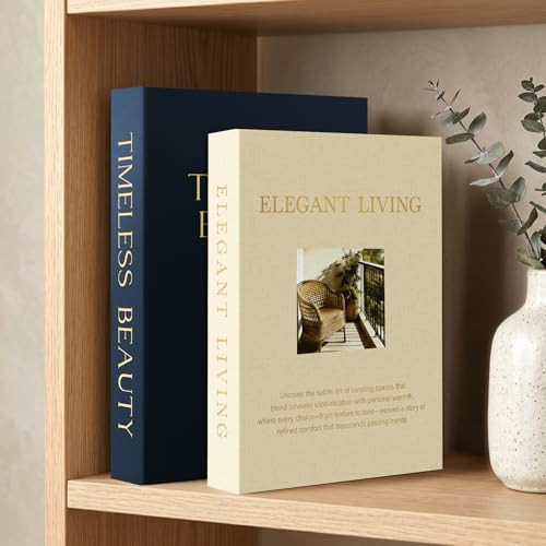 AKONEGE Set of 2 Linen Decorative Books with Hidden Storage for Home Decor | Amazon (US)