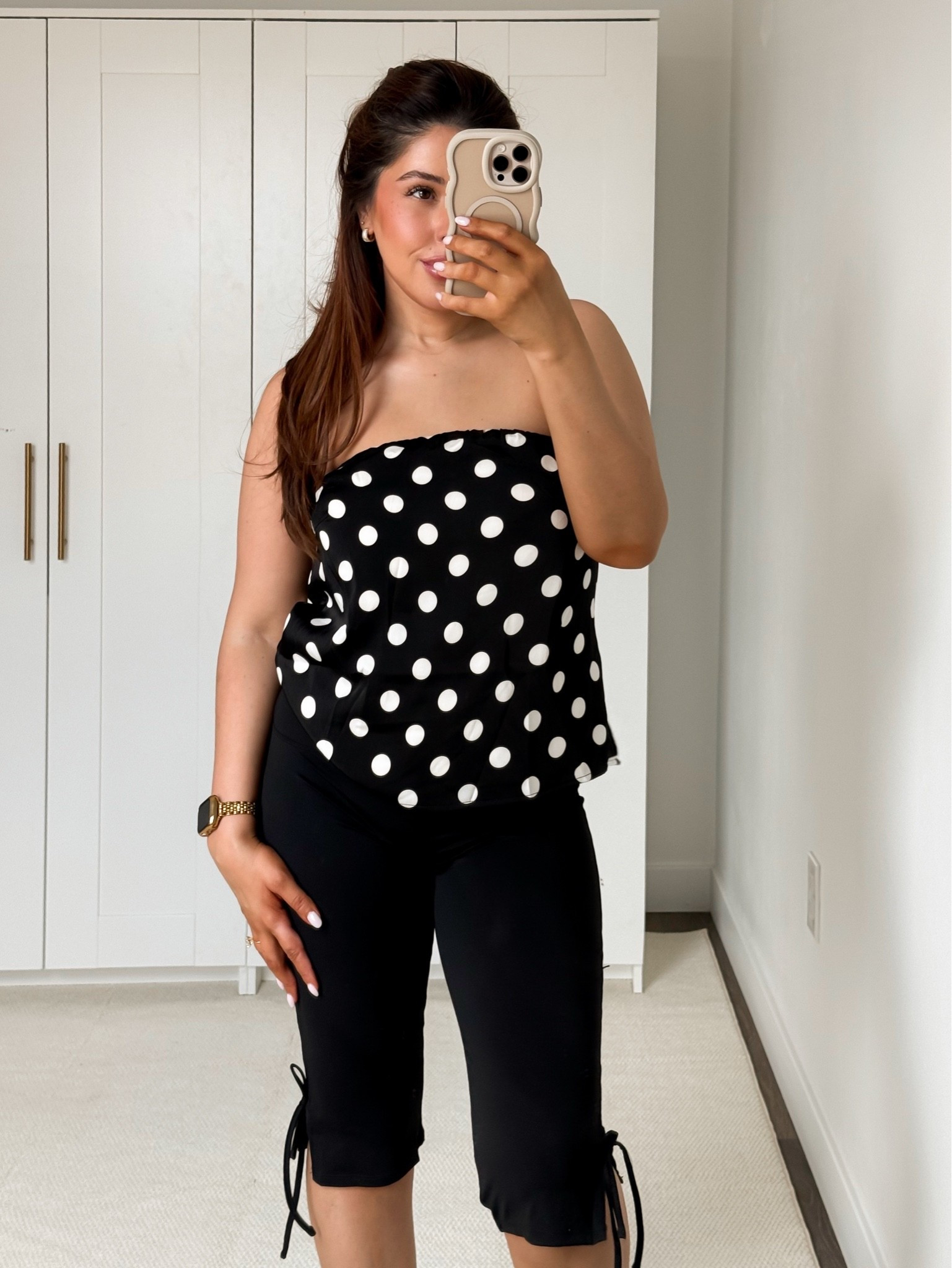 Halara capri pants 
Soo cute 
Polka dot tube top
Summer ootd

#LTKootd #LTKSaleAlert