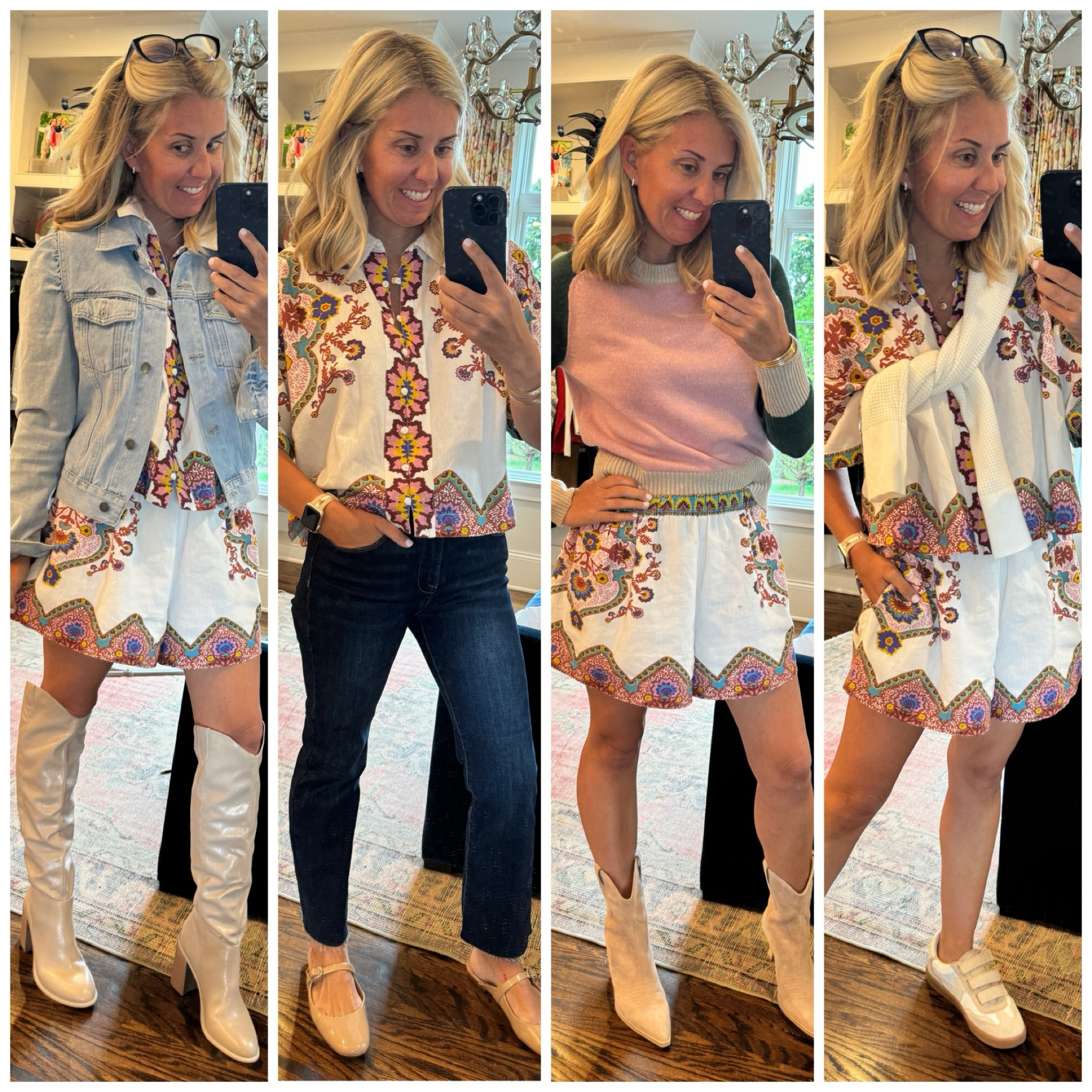 Mix and match… it’s my name don’t wear it out!

I’m in a small top and shorts & ordering a xs in the pants 

Small denim jacket & 27 dark jeans (use code mixandmatch) 
Small sweaters 
True to size shoes 

#LTKOver40 #LTKSeasonal #LTKStyleTip