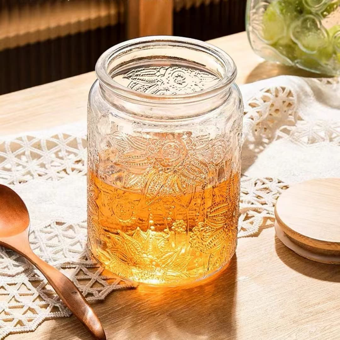 Amazon.com: ANSQU Vintage Glass Jar with Lid, 23.7oz Airtight Glass Storage Jar Glass Food Storage Containers for Kitchen Counter, Pantry, Decorative Jar for Coffee, Tea, Sugar, Candy Cute Jars : ANSQU: Home & Kitchen | Amazon (US)