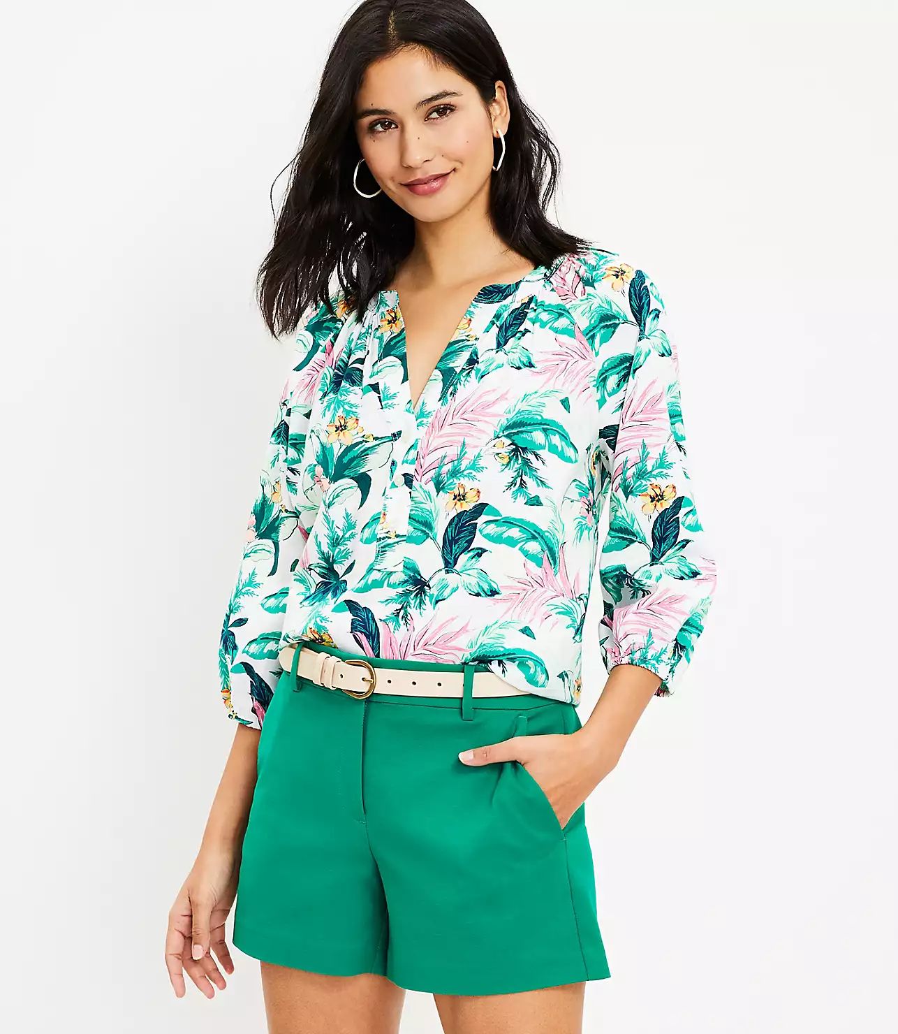 Botanical Henley Blouse | LOFT