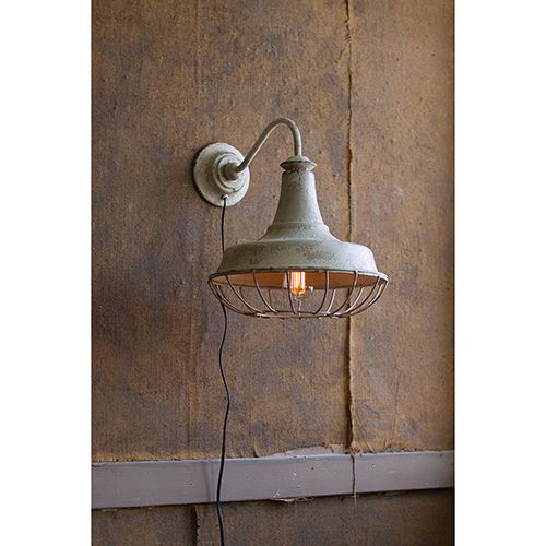 Kalalou Distressed White One Light Wall Sconce With Cage Ccg1463 | Bellacor | Bellacor