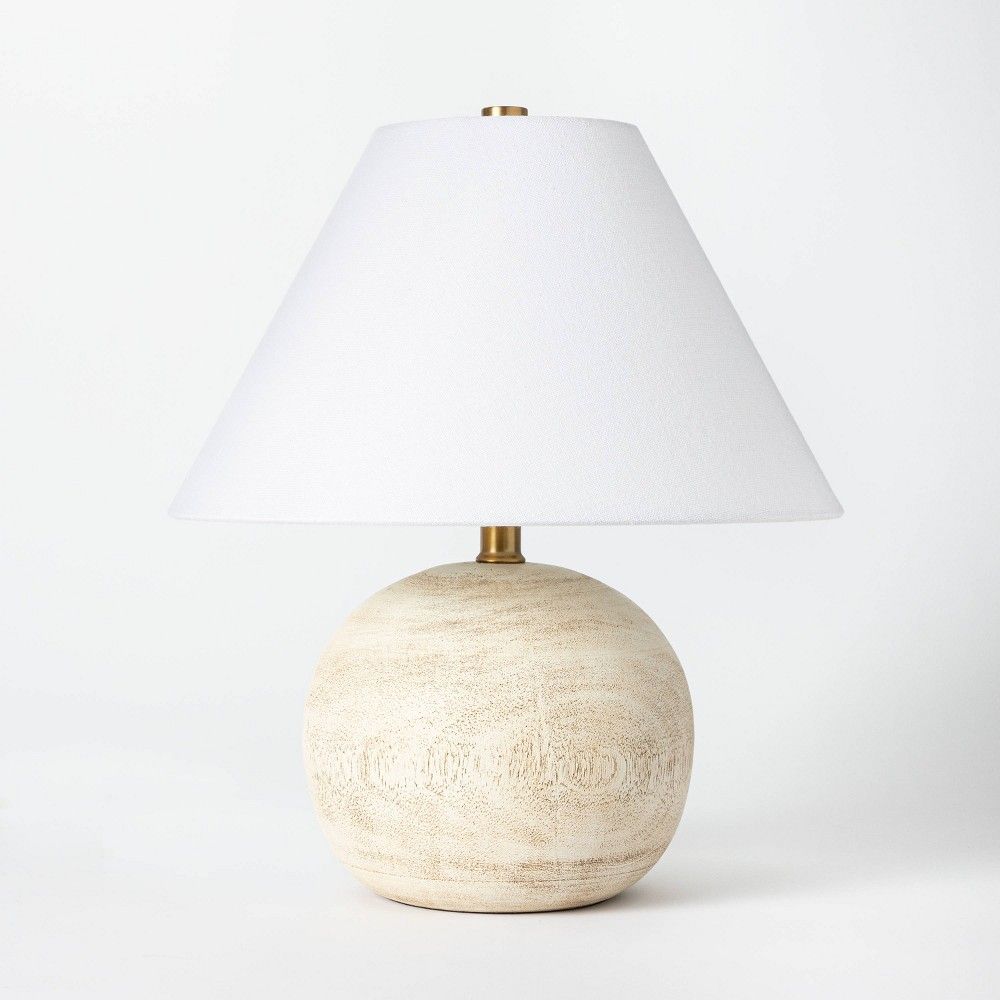 Medium Faux Wood Table Lamp (Includes LED Light Bulb) Brown - Threshold designed with Studio McGee | Target