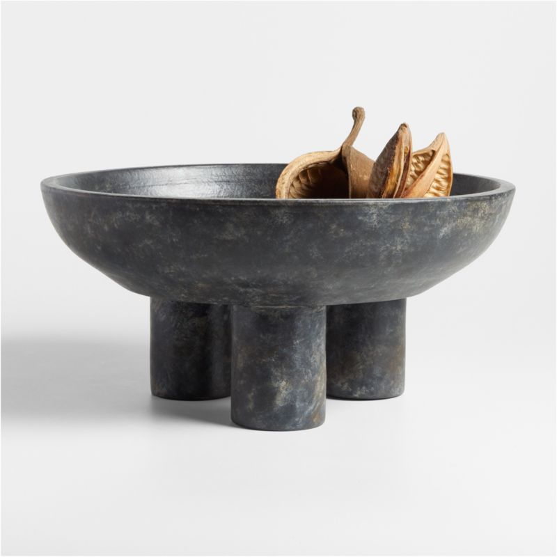 Black Tri-Footed Ceramic Centerpiece Bowl | Crate & Barrel | Crate & Barrel