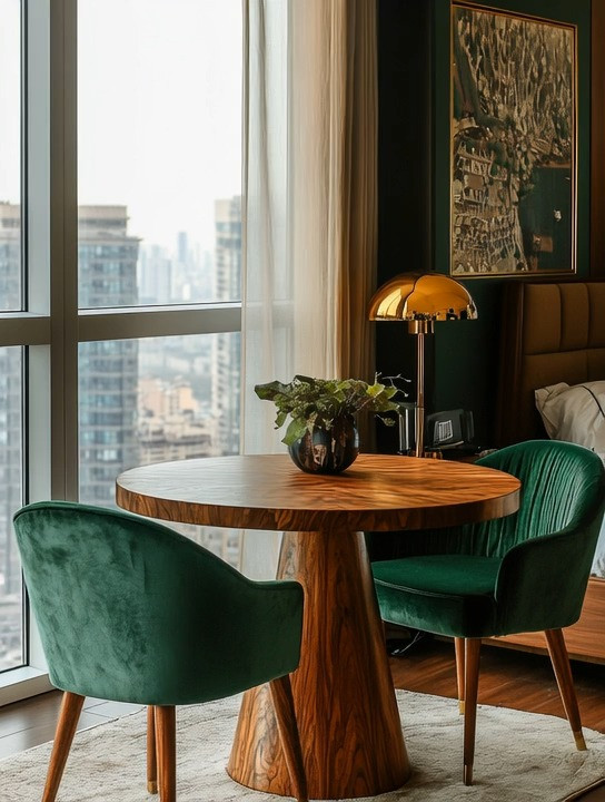 Got extra space in the bedroom or living room? Turn it into a gorgeous home café with just a few intentional pieces. Bold velvet chairs add softness and richness, a sculptural wooden table grounds the space, and a gold lamp brings in that warm, inviting glow that makes the corner feel special.

Whether you choose a floor lamp or a table lamp, lighting is what transforms this setup from functional to elevated. Perfect for morning coffee, quiet evenings, or casual conversations, this cozy café-style corner proves that small spaces can still make a big design statement.

#homecafecorner #velvetchairs #eleganthomedecor 

 #LTKHome