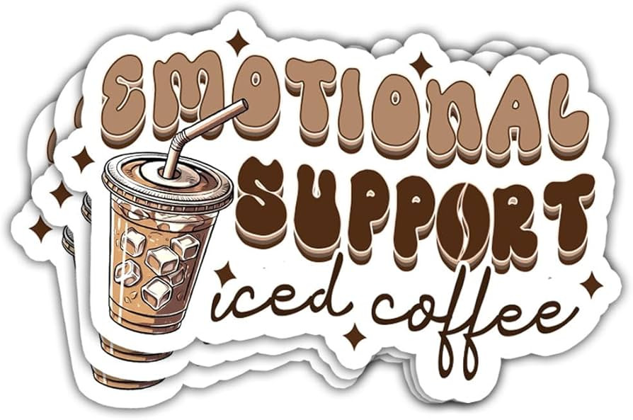 3Pcs Emotional Support Iced Coffee Sticker Emotional Support Coffee Stickers Probably on My Way t... | Amazon (US)