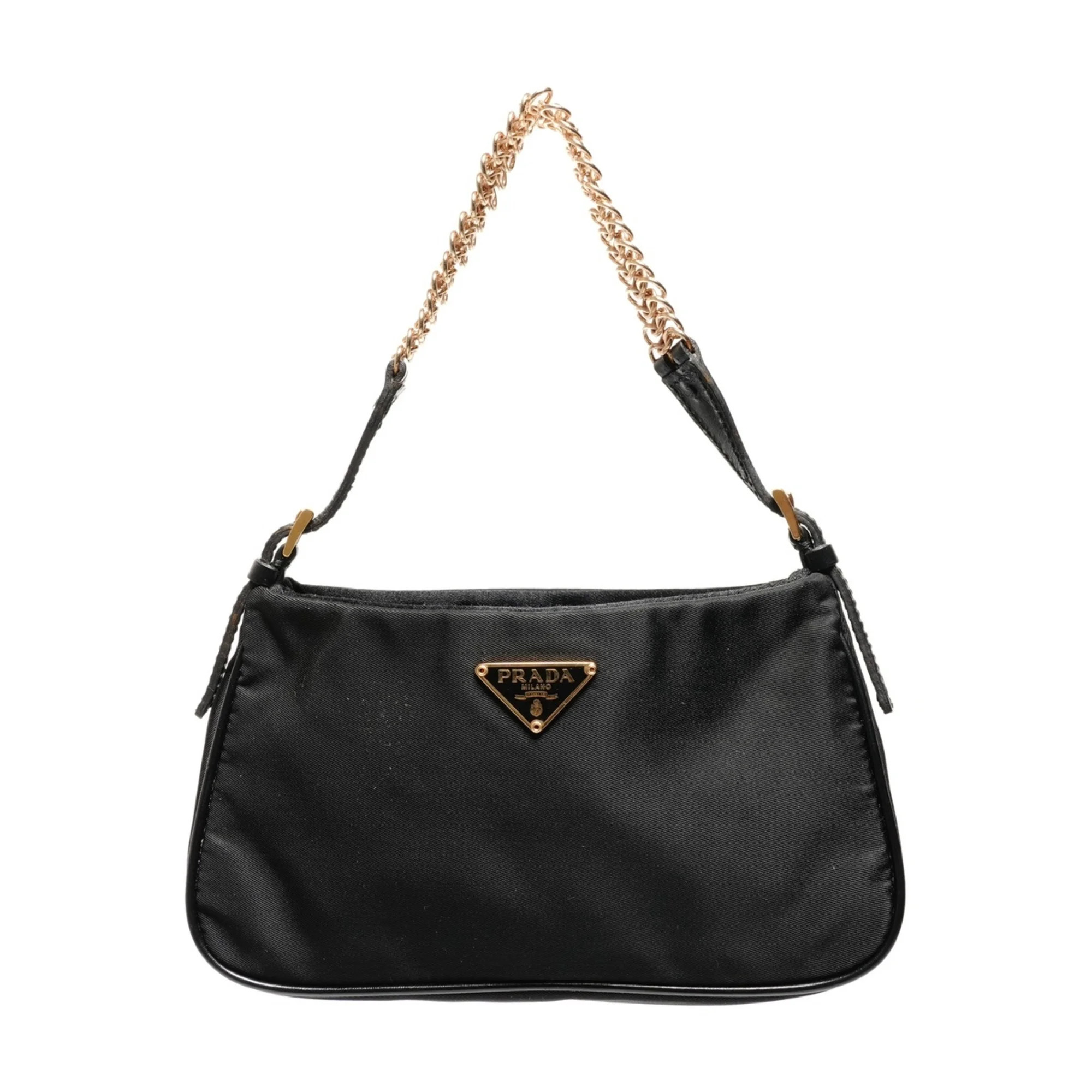 Pre-Owned Prada Nylon Mini Chain Accessory Pouch One-Shoulder Shoulder Bag, Black, WS26697 | Walmart (US)