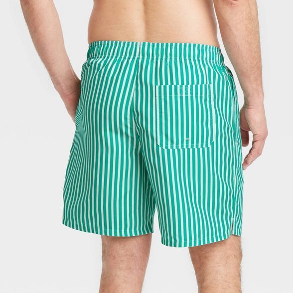 Men's 7" Striped Swim Trunks - Goodfellow & Co™ Green | Target