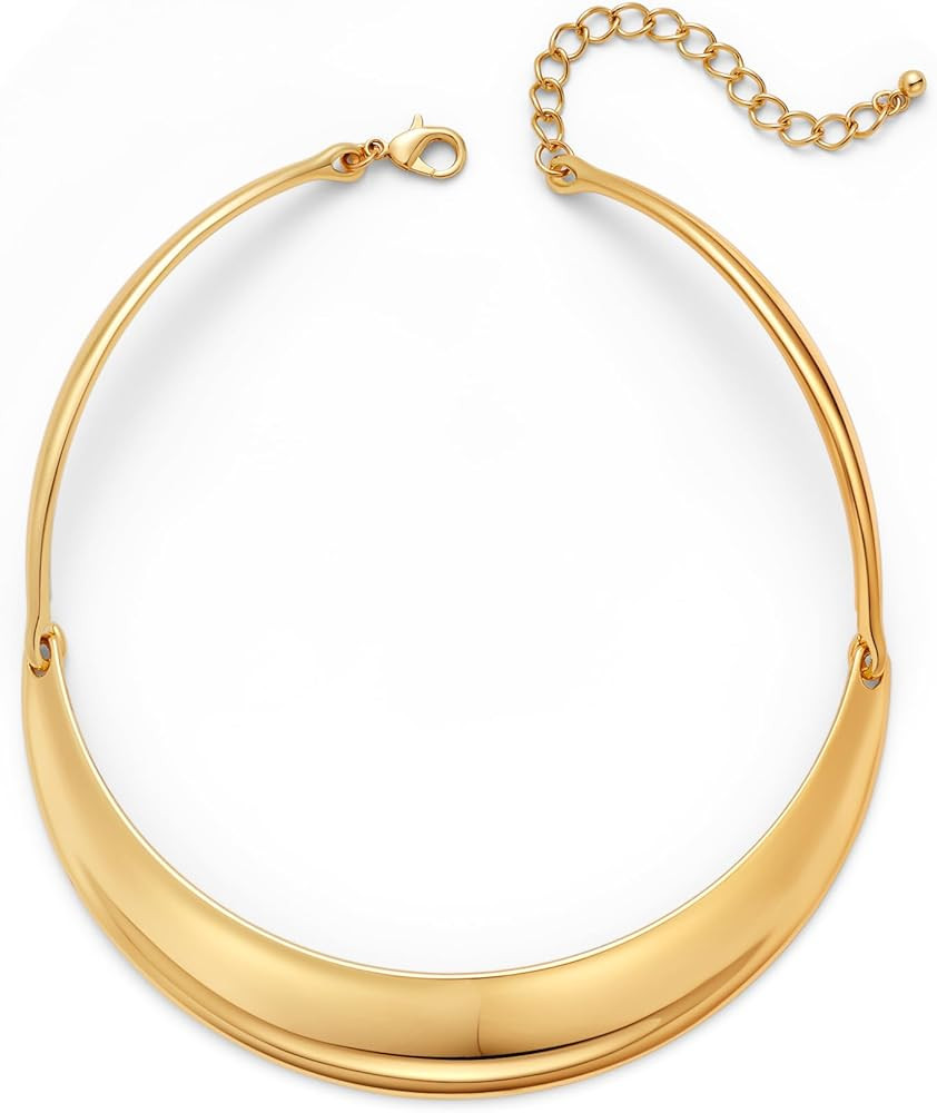 Chunky Gold Choker Collar Necklace for women Trendy Adjustable Gold Choker Necklace Statement Jew... | Amazon (US)