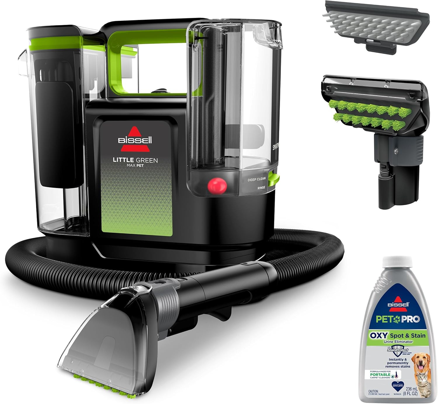 BISSELL® Little Green® Max Pet SmartMix Portable Carpet and Upholstery Deep Cleaner, Car/Auto Detailer, with SmartMix Technology, Self-Cleaning Tough Stain Tool and Pet Hair Removal Tool, 38572 | Amazon (US)