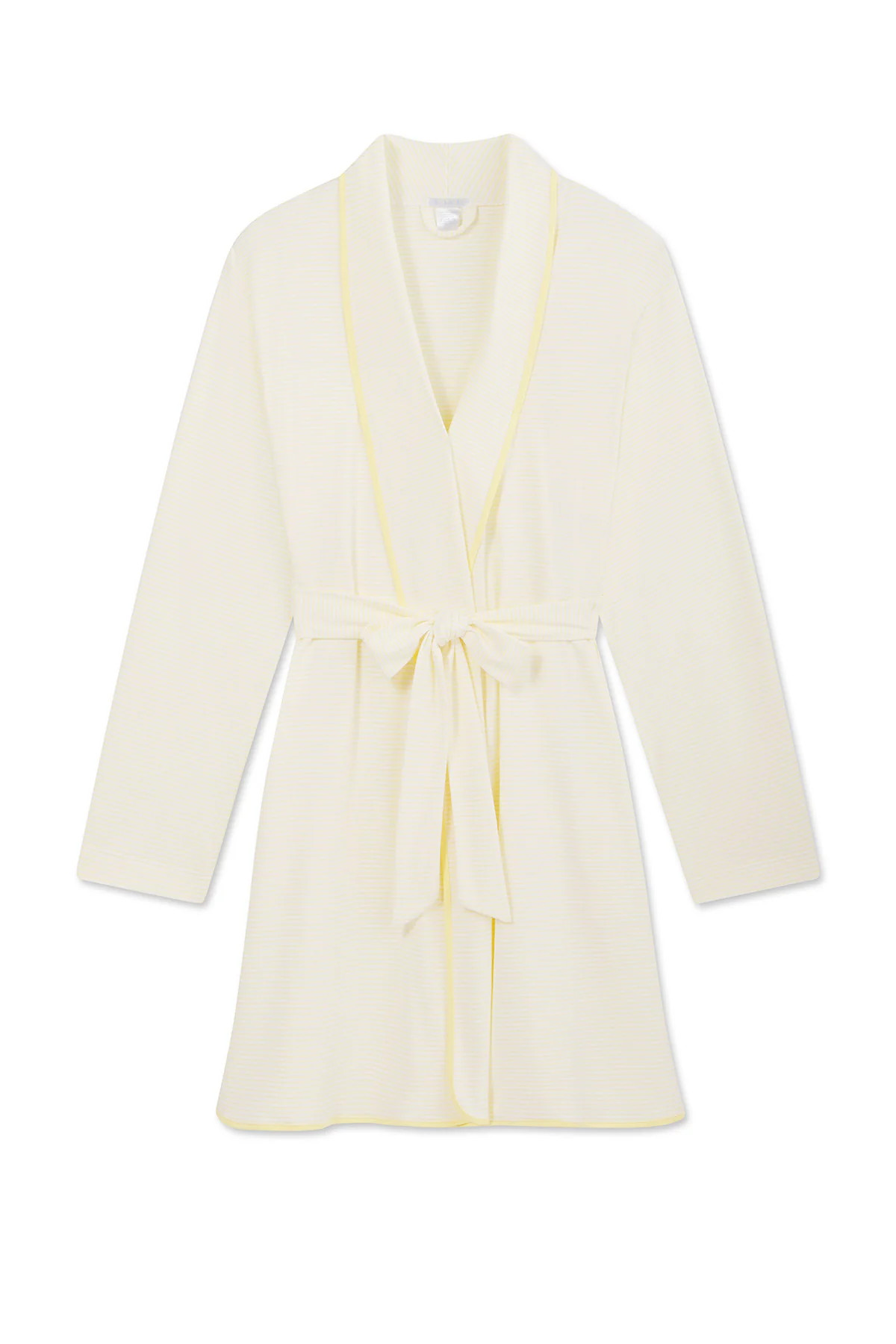Pima Short Robe in Sunlight Micro Stripe | Lake Pajamas
