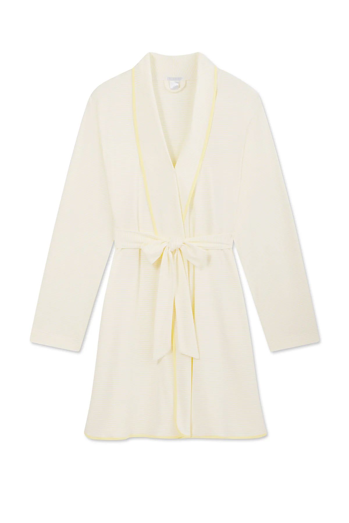 Pima Short Robe in Sunlight Micro Stripe | Lake Pajamas