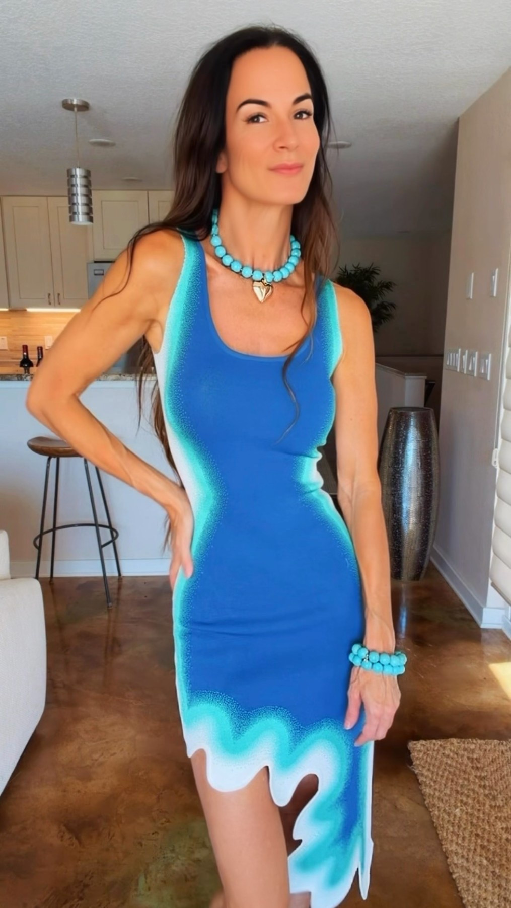 Making waves before I even leave the house 🌊💙

Tonight’s OOTN is serving ocean energy with a side of sass—the curve-loving fit, that wavy hem and all the turquoise details had me at hello. Add a little sparkle on my feet and I’m officially ready for wherever the night takes me. ✨

#OOTN #SummerStyle #DateNightStyle #Over50Style #NicoleColeeStyle

#LTKdayinmylife #LTKgrwm #LTKootd