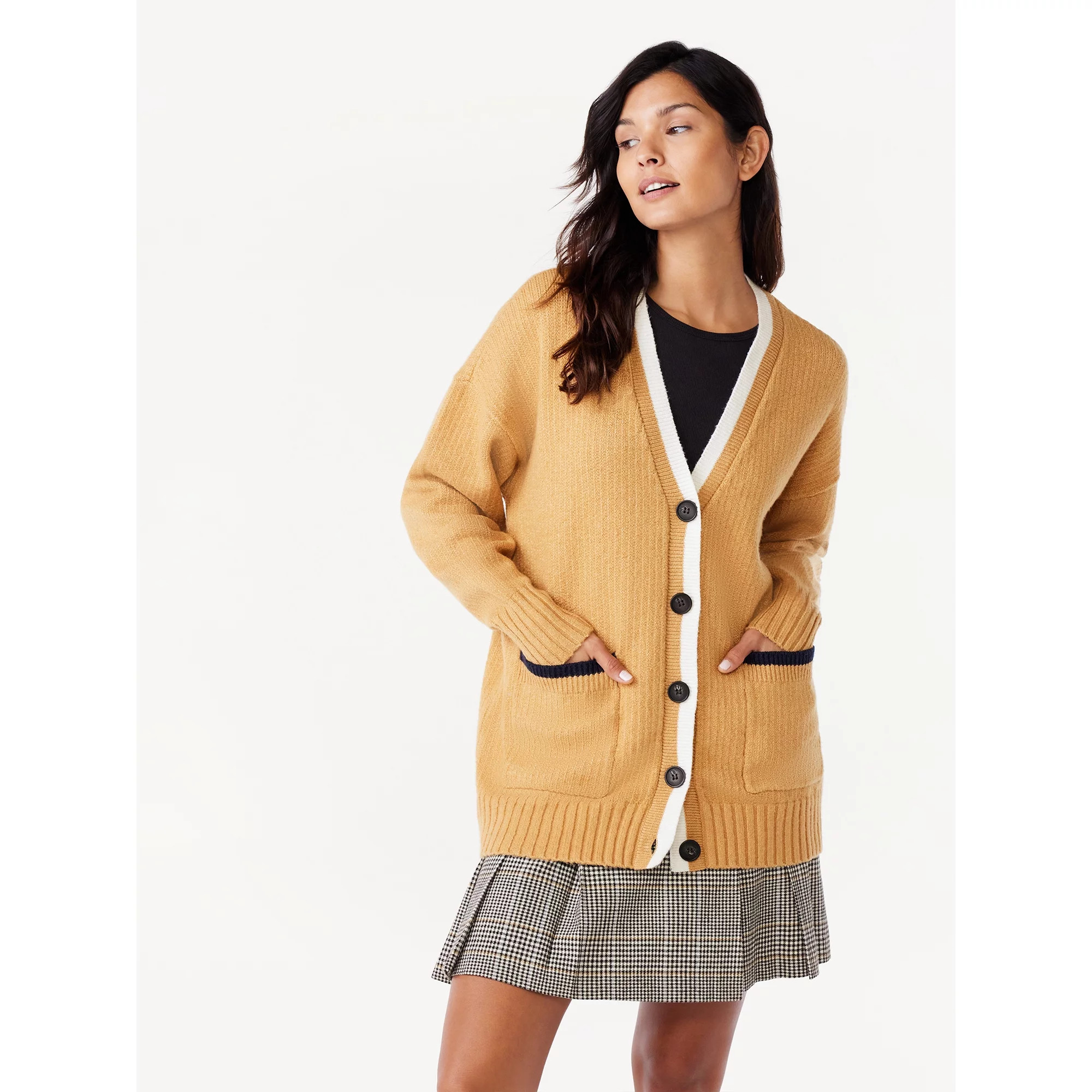 Free Assembly Women's Grandpa Cardigan Sweater, Midweight, Sizes XS-XXL | Walmart (US)