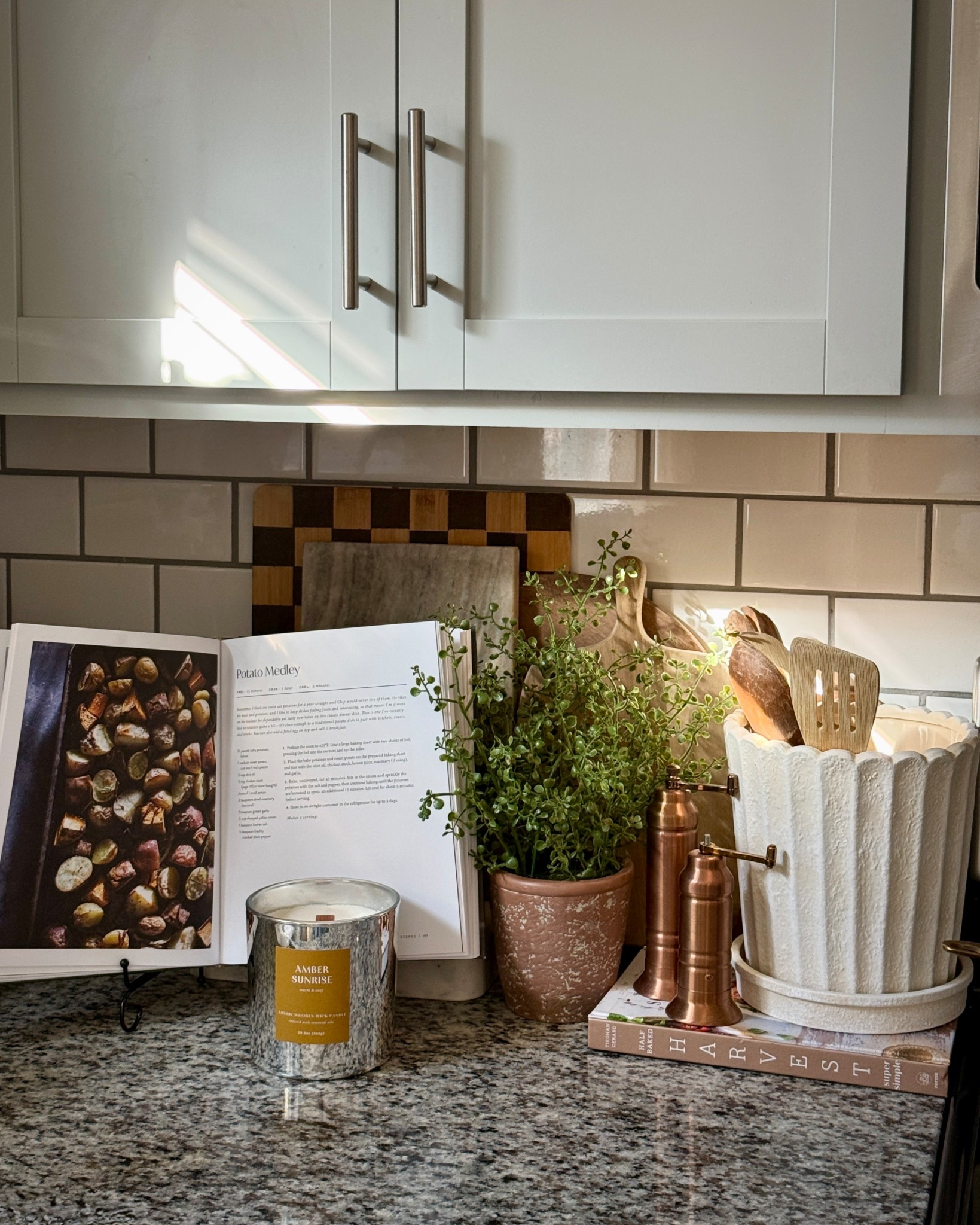 When the sun stays out long enough that you don’t need the big light to cook dinner 🤌🏼 
Kitchen counter decor, cozy kitchen finds, organic modern kitchen

#LTKHome #LTKSaleAlert