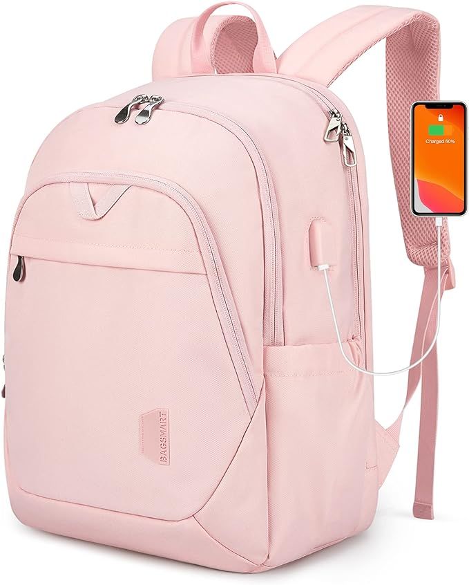 Laptop Backpack for Women Travel Backpack BAGSMART 15.6 Inch Computer Back Pack with USB Charging... | Amazon (US)