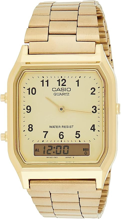 Casio Men's AQ-230GA-9D Gold Analog & Digital with Index Watch, Gold, Analog Watch,Quartz Watch,D... | Amazon (UK)