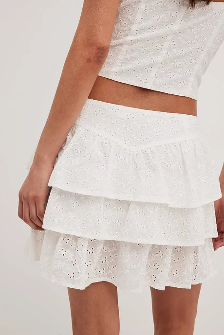 Frill Detail Mini Skirt White | NA-KD US