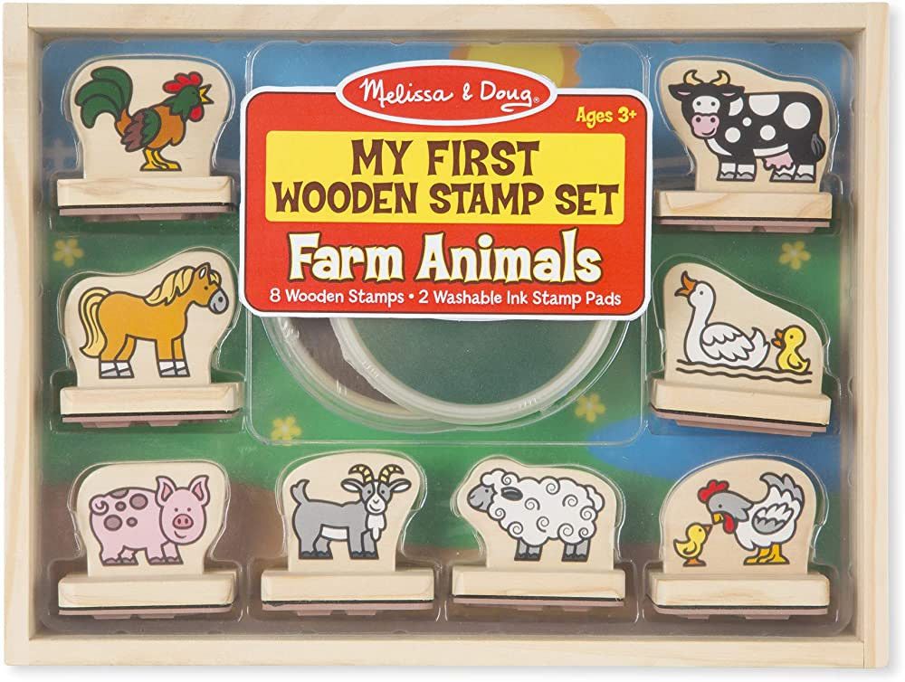 Melissa & Doug My First Wooden Stamp Set - Farm Animals - Art Projects, With Washable Ink, Farm T... | Amazon (US)
