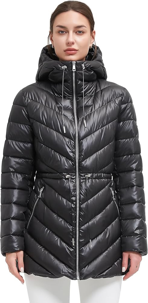 BINACL Women's Winter Warm Long Stylish Shiny Coat Outwear Pockets Quilted Thicken Hooded Parka J... | Amazon (US)