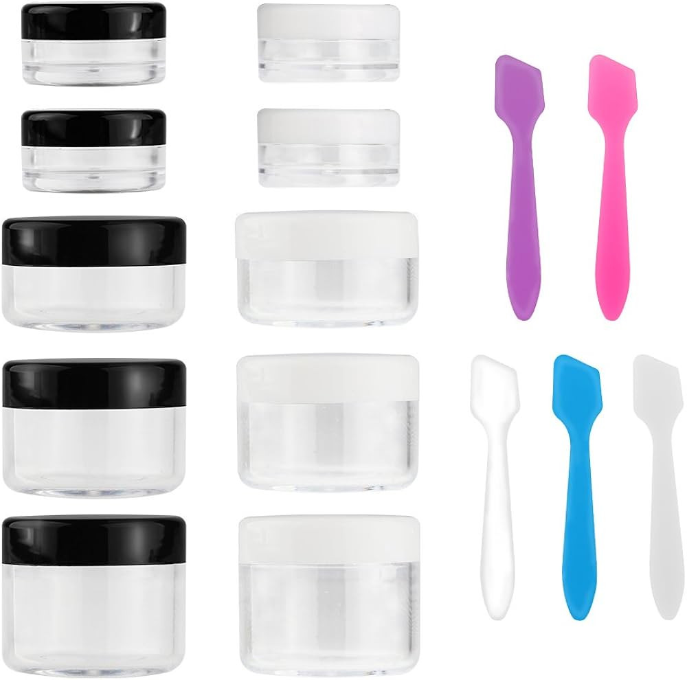 Accmor 10 Pieces Makeup Travel Containers with Lids 3/5/ 10/15/ 20 Gram Size Cosmetic Jars with 5... | Amazon (US)