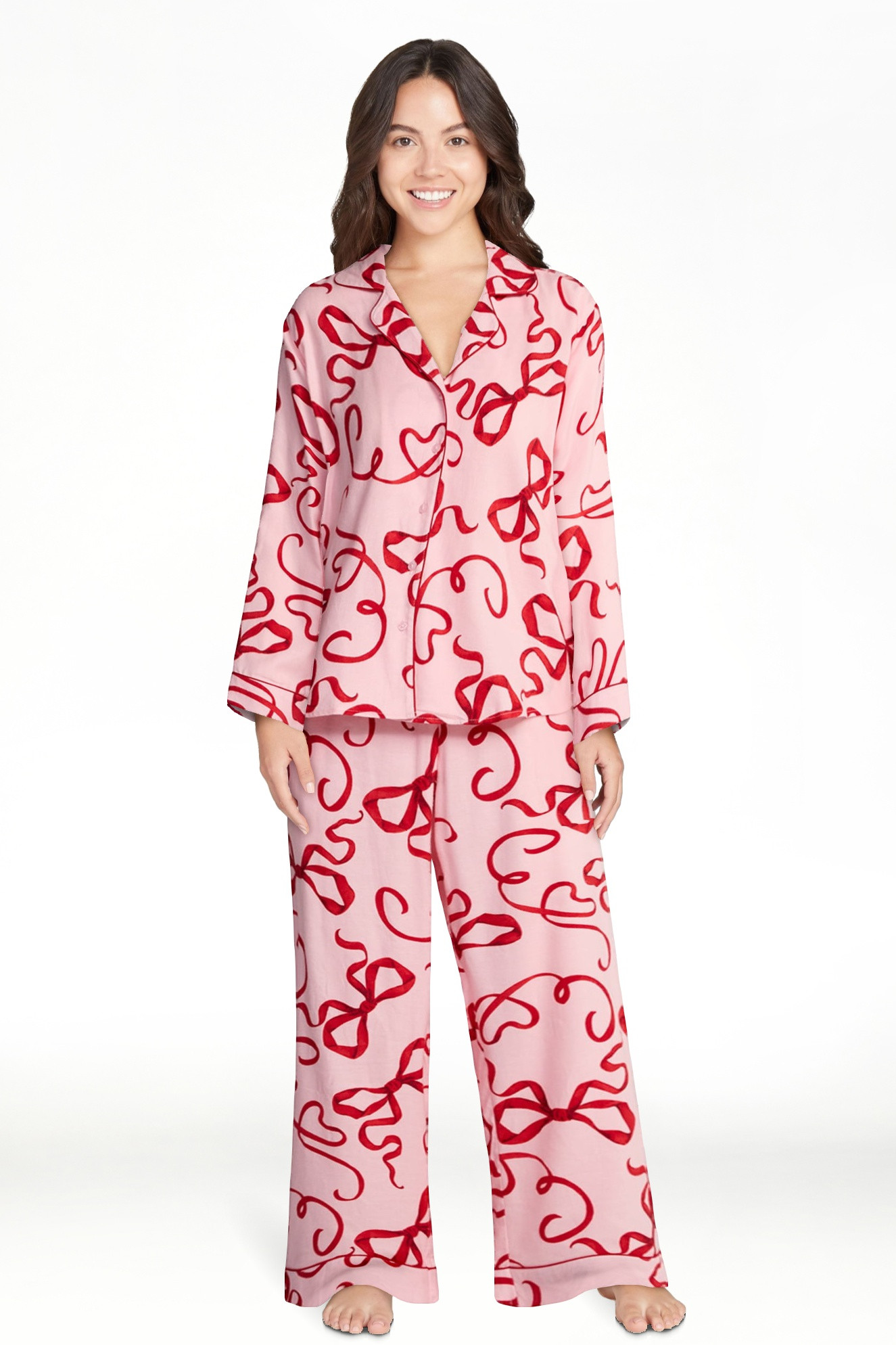 Joyspun Women's Long Sleeve Flannel Sleep Top and Pants Pajama Set, 2-Piece, Sizes XS-3X | Walmart (US)