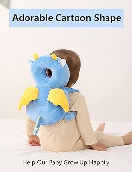 Toddler Baby Head Protection Cushion Backpack Wear,Blue Dinosaur | Amazon (US)
