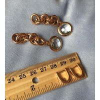 Italian Designer Breil Rose Gold Toned Faceted Rock Crystal Chunky Chain Earrings | Etsy (US)