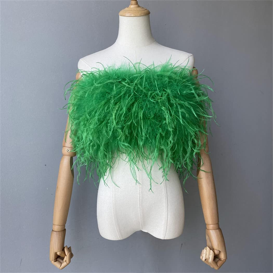 Haitpant Women Ostrich Feather Bra Spring Summer Sleeveless Crop Top Lady Sexy Strtch Underwear Party Fur Vest | Amazon (US)