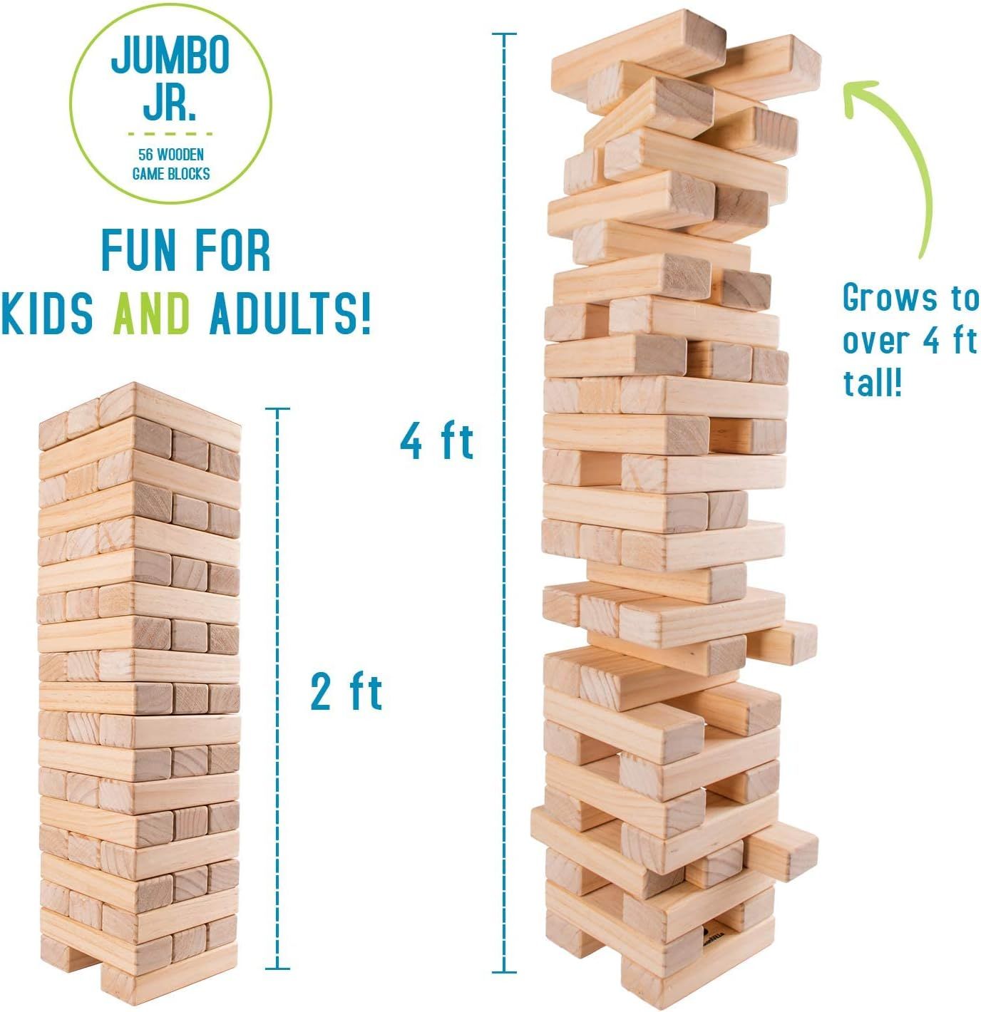 Giantville Giant Tumbling Timber Toy - Premium Pine Wood Life-Size Blocks Tower - Big Floor/Board... | Amazon (US)