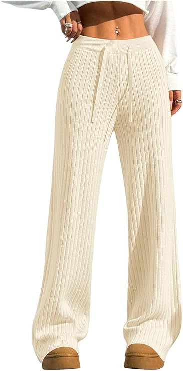 Verdusa Women's Wide Leg Sweatpants Comfy Lounge Pants Straight Leg Baggy Pants Yoga Workout Knit... | Amazon (US)