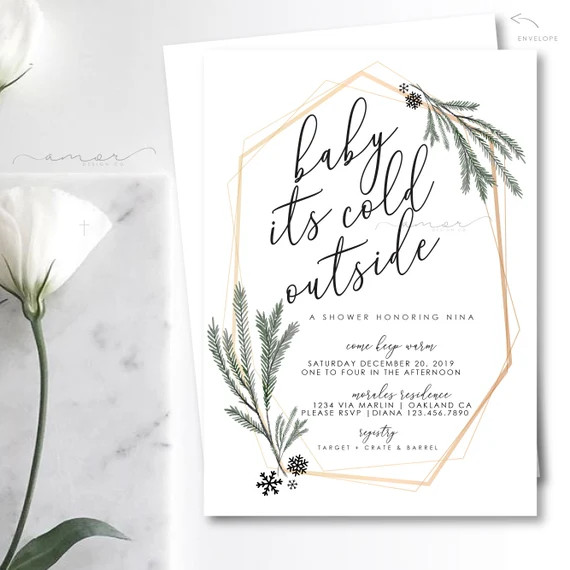 Baby It's Cold Outside Baby Shower Invitation Modern | Etsy | Etsy (US)