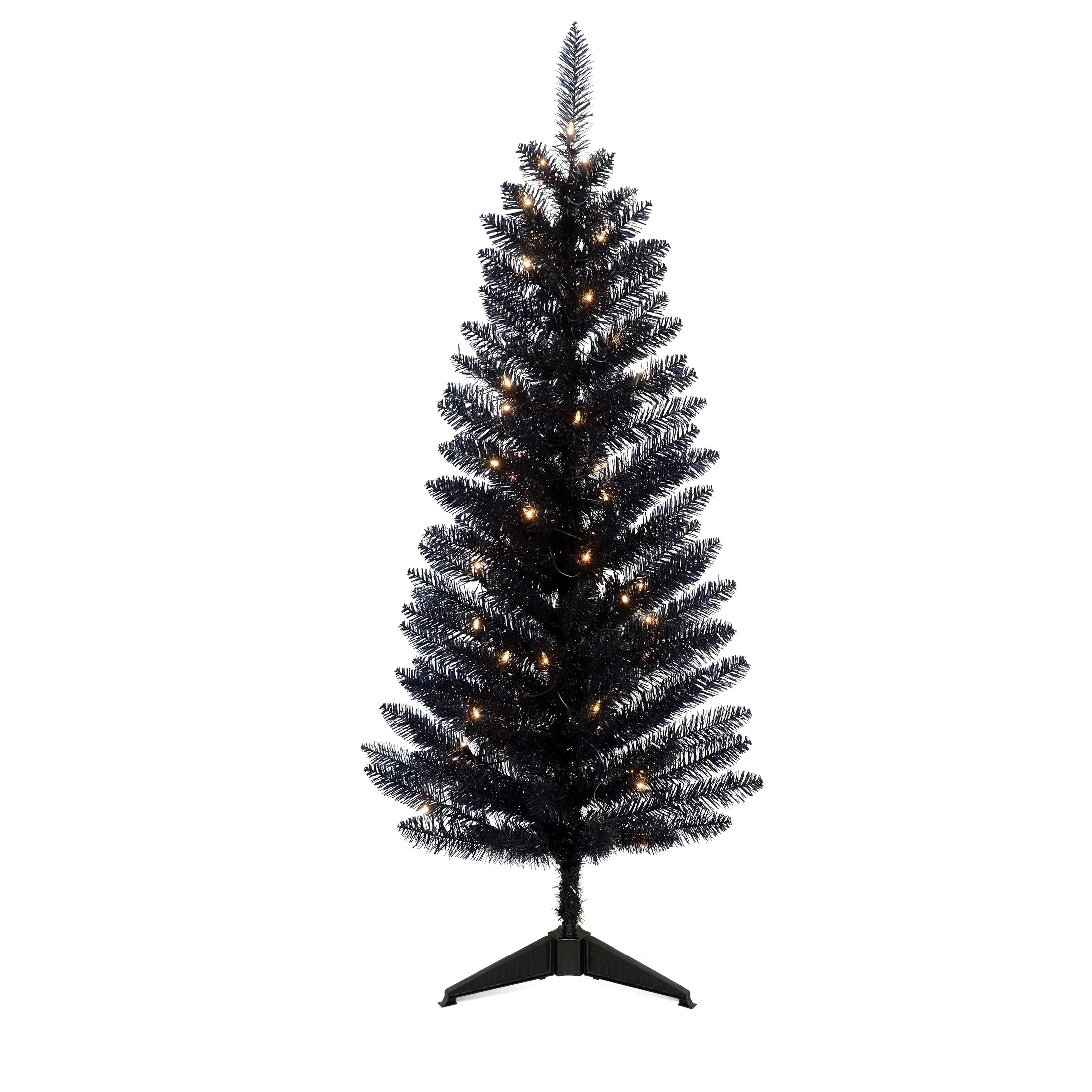 Black Halloween Tree 4FT with Lights, Bringstar Small Artificial Christmas Trees - Walmart.com | Walmart (US)